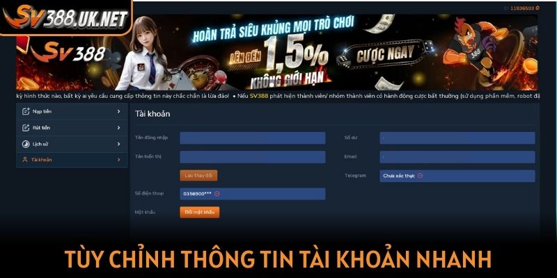 Sv388 ⭐️ Link Trực Tiếp Đá Gà 2025 | Tặng 100k Cho Người Mới Tùy chỉnh thông tin tài khoản nhanh trên trang chủ